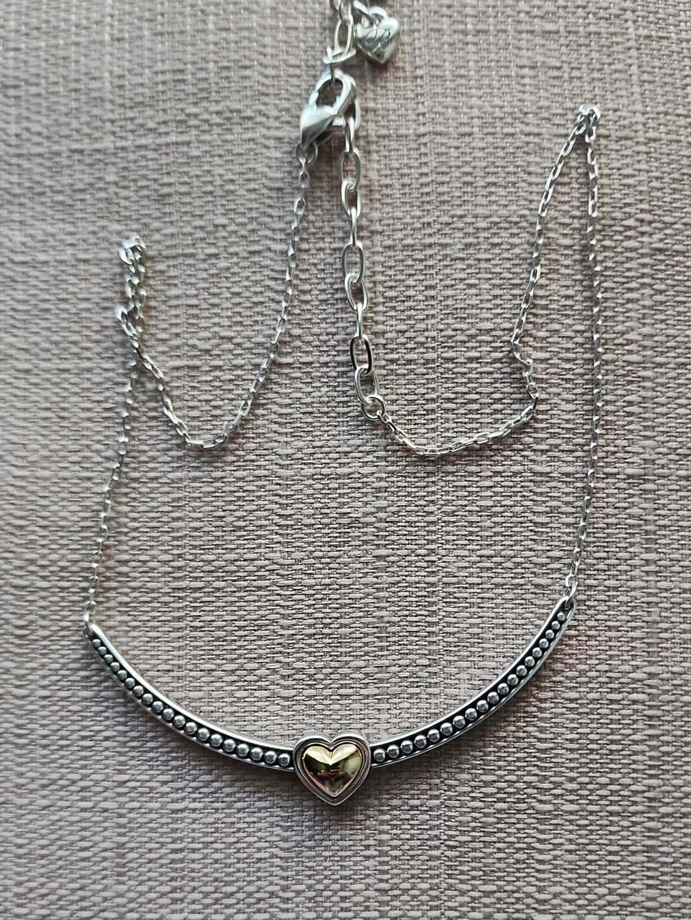 New Brighton Pretty Tough Bold Two Tone Heart Bar Necklace, NWT
